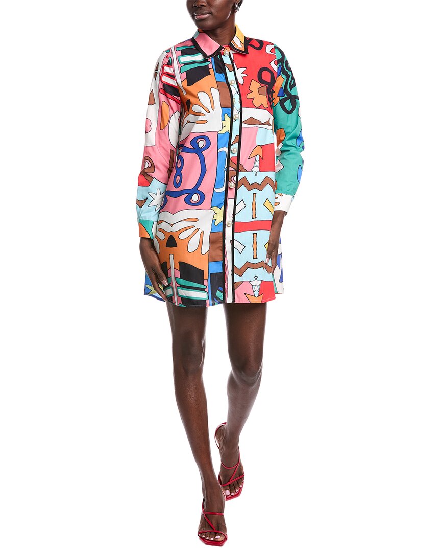 Gracia Tribal Print A-Line Shirtdress