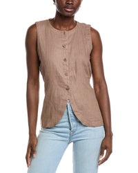 EILEEN FISHER Eileen Fisher Petite Round Neck Linen Long Vest