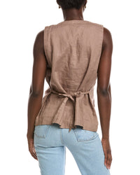EILEEN FISHER Eileen Fisher Petite Round Neck Linen Long Vest