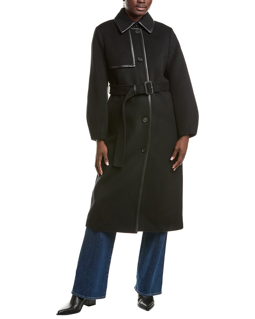 Mackage Zeva Leather-Trim Wool Trench Coat – Bluefly