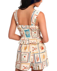 Esea 2Pc Linen-Blend Top & Short Set