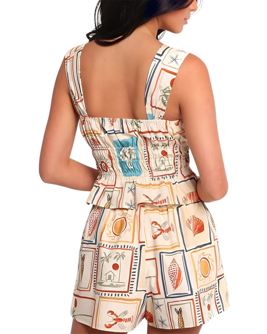 Esea 2Pc Linen-Blend Top & Short Set