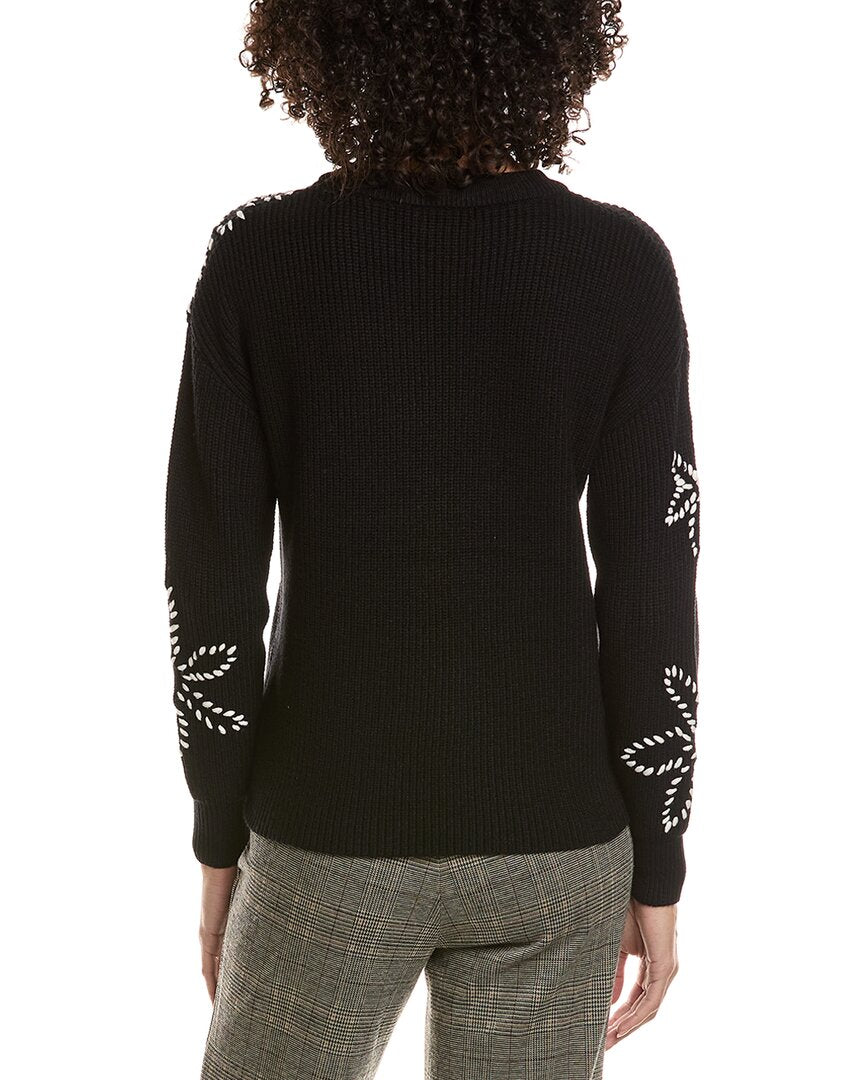 T Tahari Flower Embroidery Sweater