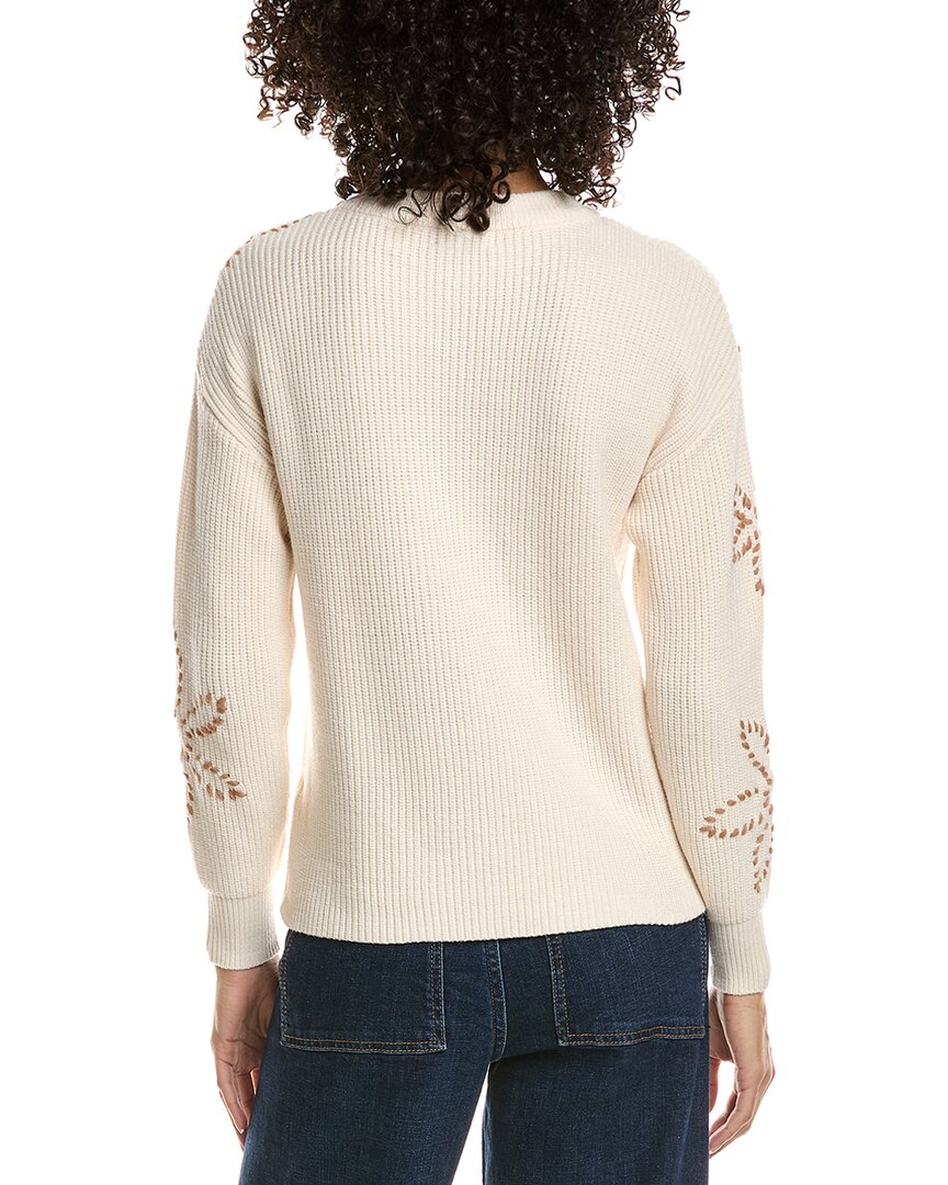 T Tahari Flower Embroidery Sweater