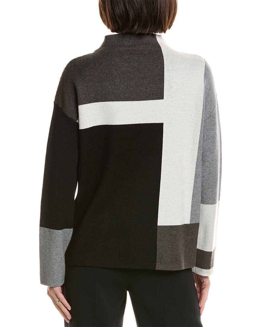 T Tahari Color Block Jacquard Sweater