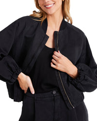 Bella Dahl Chloe Clean Linen-Blend Bomber Jacket