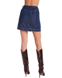 Bella Dahl Bella Dahl Seamed Button Front Linen-Blend Skirt