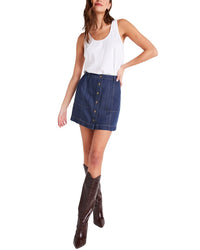 Bella Dahl Bella Dahl Seamed Button Front Linen-Blend Skirt