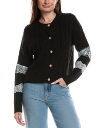 Theo and Spence Theo And Spence Lace Detail Cable Knit Cardigan