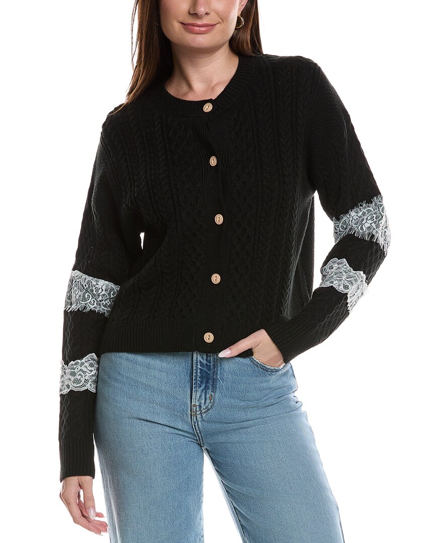 Theo and Spence Theo And Spence Lace Detail Cable Knit Cardigan
