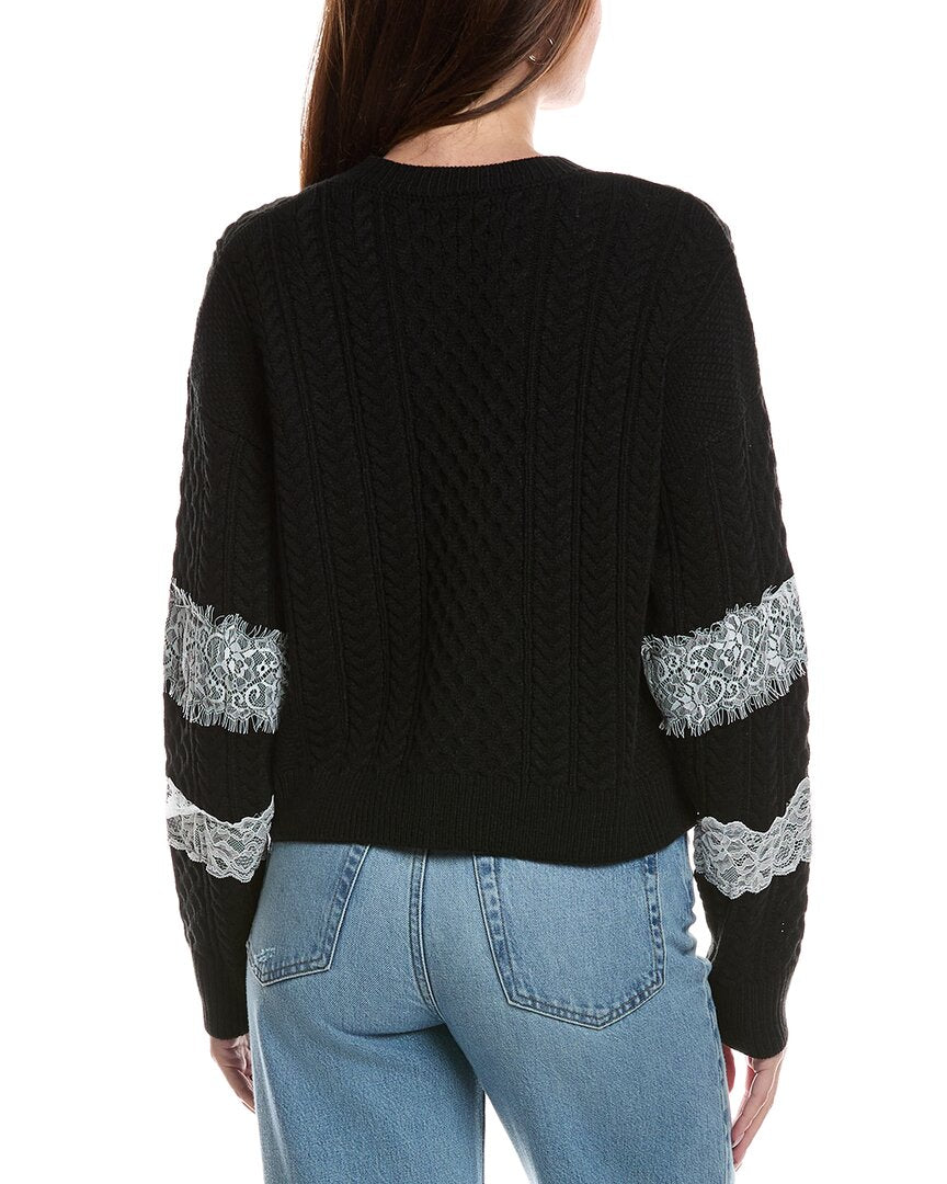 Theo and Spence Theo And Spence Lace Detail Cable Knit Cardigan