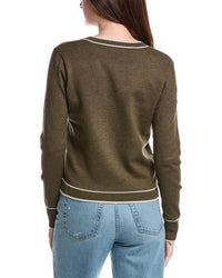 Theo and Spence Theo And Spence Stipe Trim V-Neck Sweater