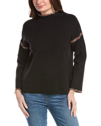 T Tahari Novelty Embroidery Stitch Pullover