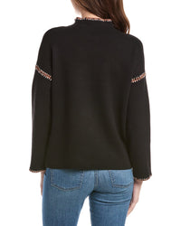 T Tahari Novelty Embroidery Stitch Pullover