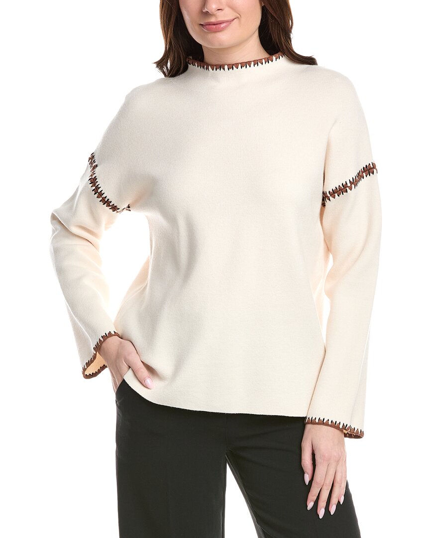 T Tahari Novelty Embroidery Stitch Pullover