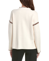 T Tahari Novelty Embroidery Stitch Pullover