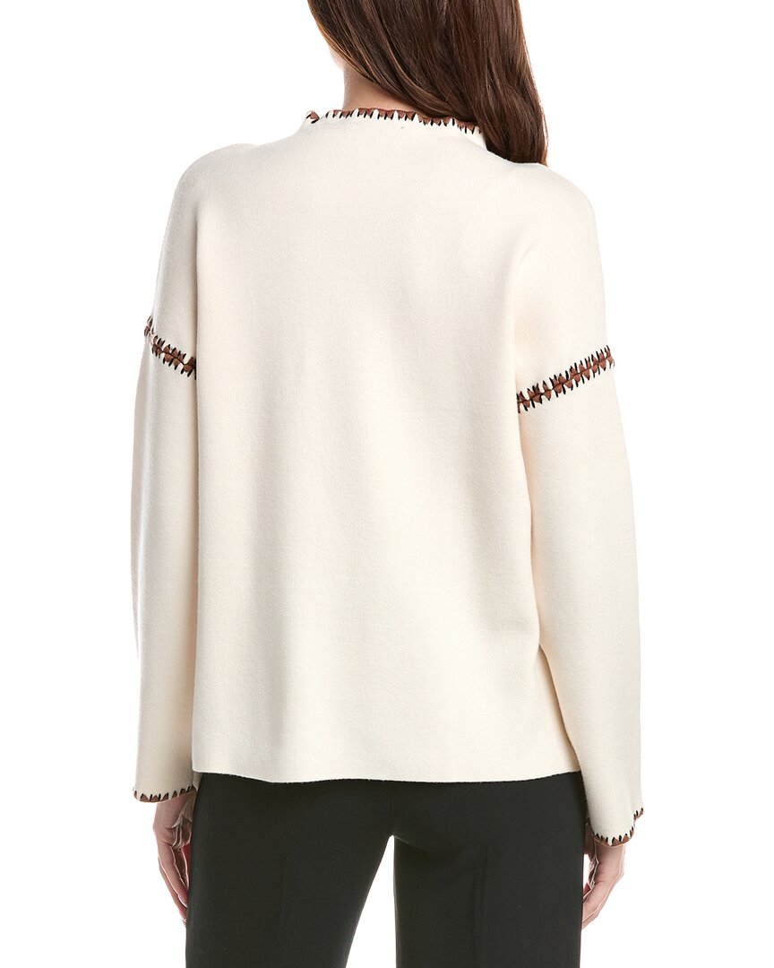 T Tahari Novelty Embroidery Stitch Pullover