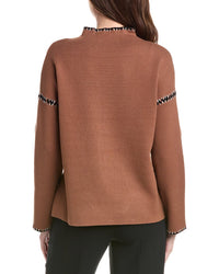 T Tahari Novelty Embroidery Stitch Pullover