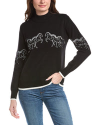 T Tahari Horse Embroidery Sweater