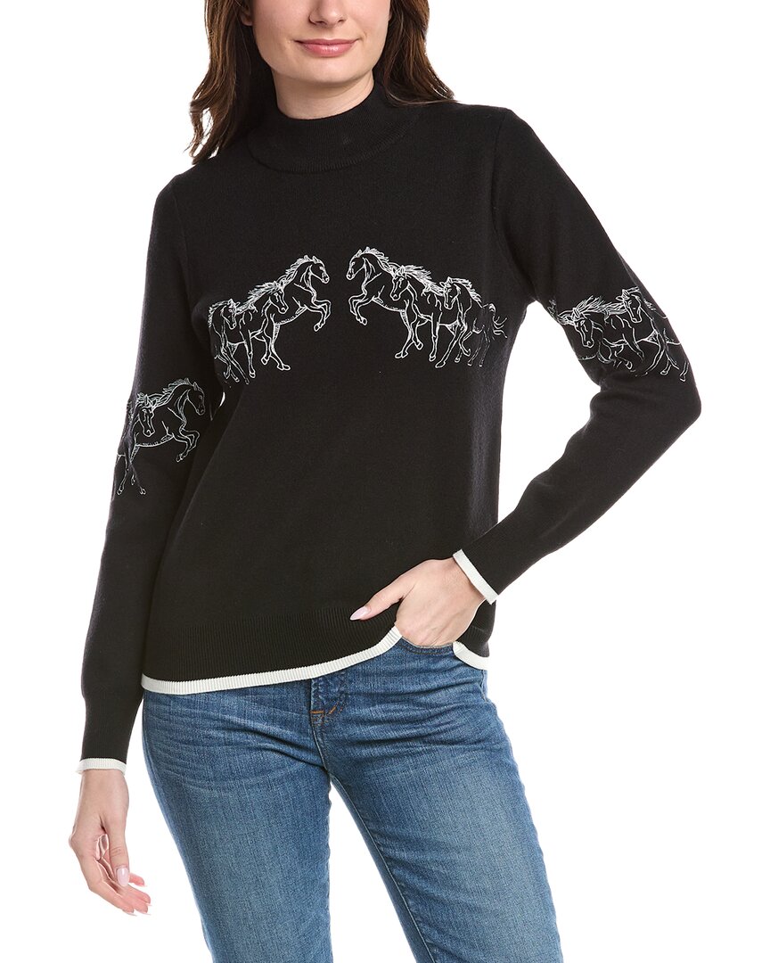T Tahari Horse Embroidery Sweater