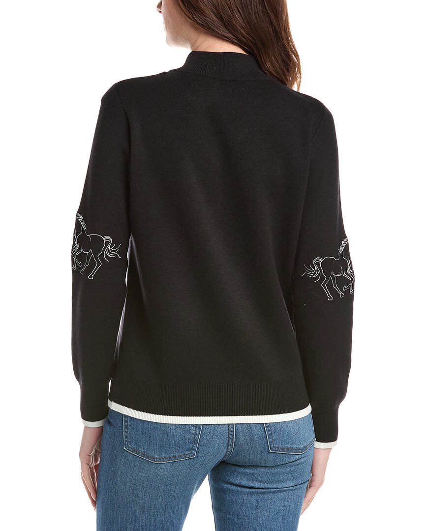 T Tahari Horse Embroidery Sweater
