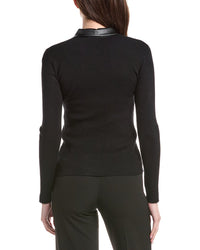 T Tahari Collared Zip Front Cardigan