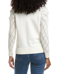 Anne Klein Pointelle Floral Sleeve Sweater