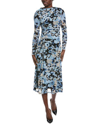 Anne Klein Ruched Mesh Midi Dress