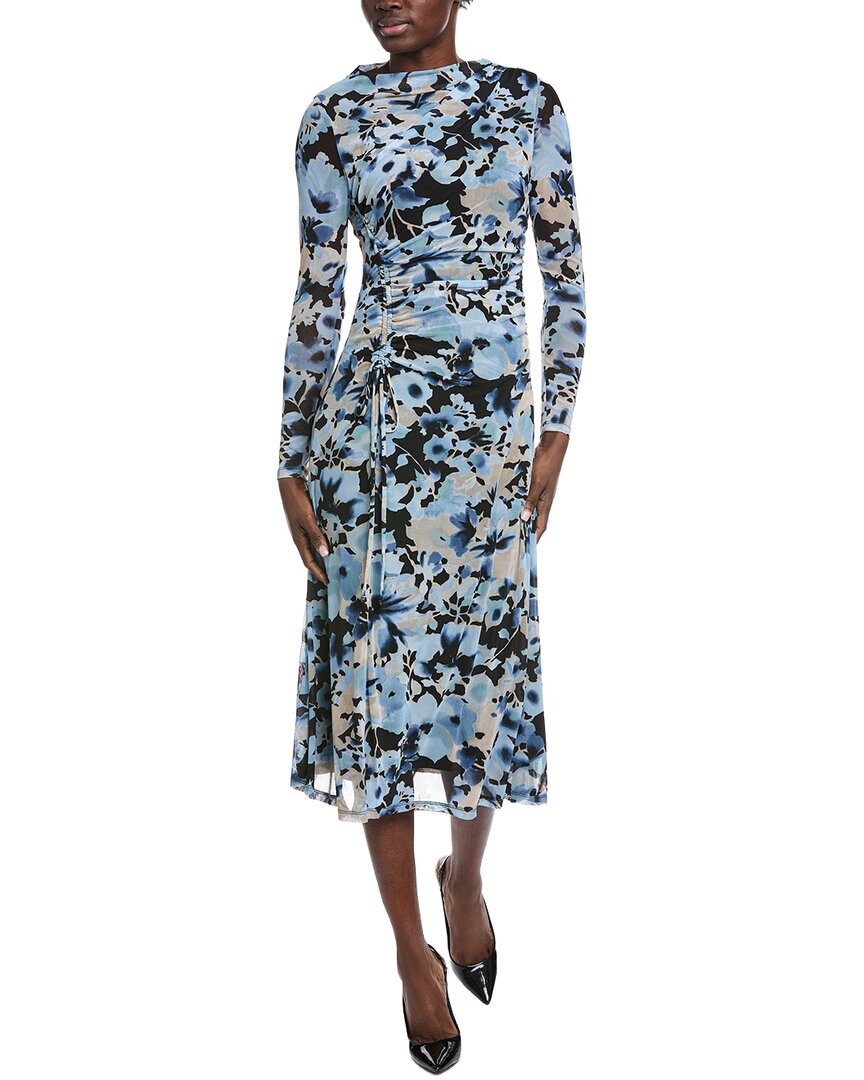 Anne Klein Ruched Mesh Midi Dress