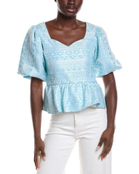 Sail To Sable Puff Sleeve Peplum Top