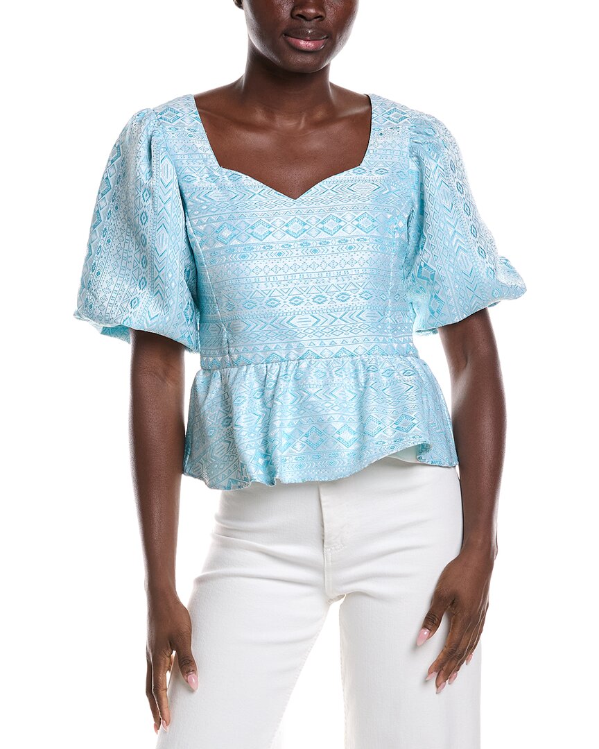 Sail To Sable Puff Sleeve Peplum Top