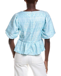 Sail To Sable Puff Sleeve Peplum Top