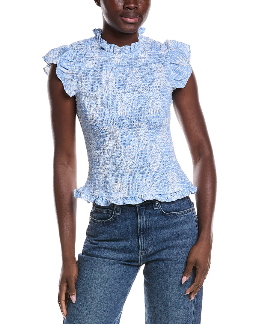 Sail To Sable Smocked Flutter Linen-Blend Top