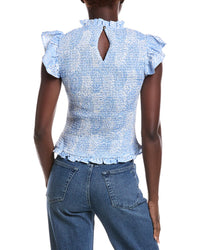 Sail To Sable Smocked Flutter Linen-Blend Top