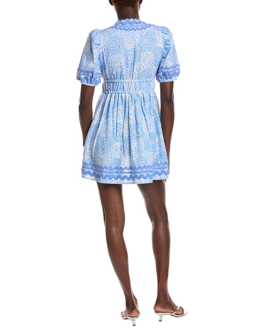 Sail To Sable V-Neck Puff Sleeve Linen-Blend Ric-Rac Dress