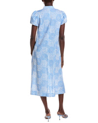 Sail To Sable Puff Sleeve Linen-Blend Midi Dress
