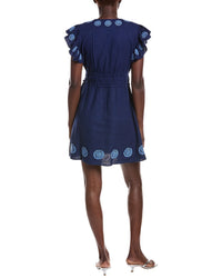 Sail To Sable V-Neck Flutter Sleeve Linen-Blend Mini Dress