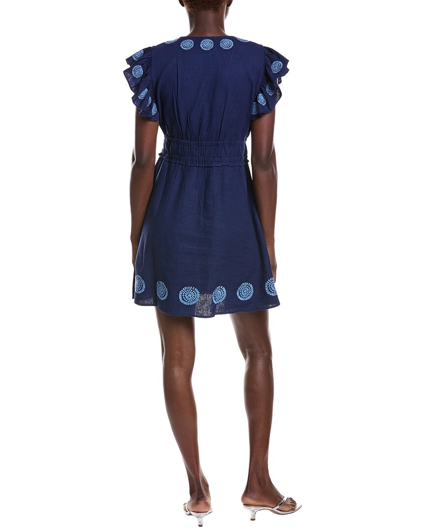 Sail To Sable V-Neck Flutter Sleeve Linen-Blend Mini Dress