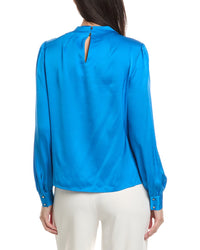 Elie Tahari Draped Novelty Silk-Blend Blouse