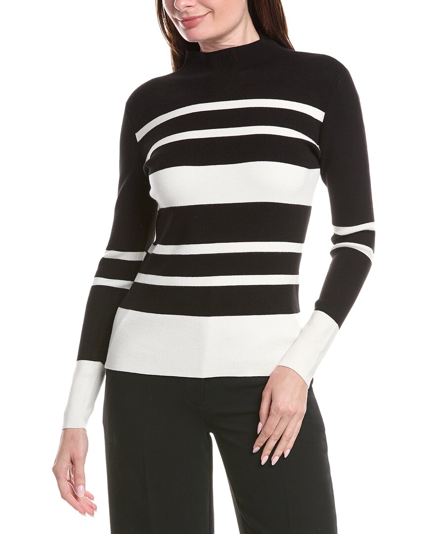Elie Tahari Mock Neck Stripe Sweater