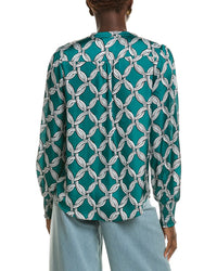 T Tahari Split Neck Blouse