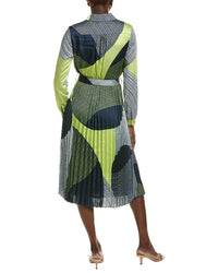 T Tahari Half Placket Button Down Midi Dress