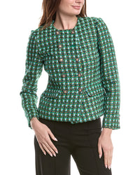 Elie Tahari Tweed Double Breasted Blazer