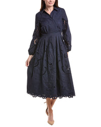 Elie Tahari Scallop Wrap Midi Dress