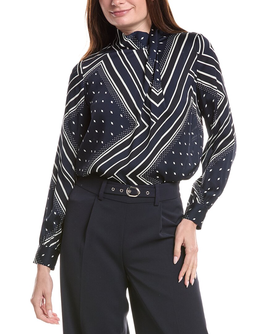 Elie Tahari High Cross Silk-Blend Blouse