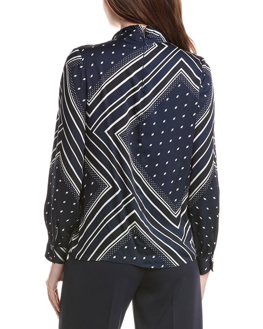 Elie Tahari High Cross Silk-Blend Blouse