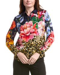 Elie Tahari Printed Silk-Blend Blouse