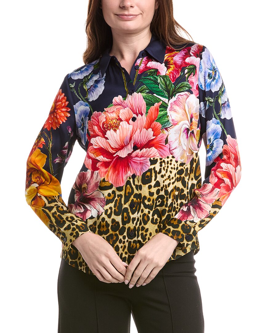 Elie Tahari Printed Silk-Blend Blouse