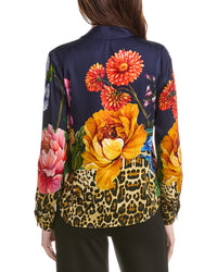 Elie Tahari Printed Silk-Blend Blouse
