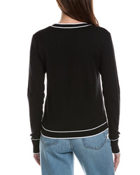 Theo And Spence Stipe Trim V-Neck Sweater
